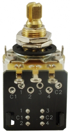 Gitarren Potentiometer CTS 500K log, DPDT Push-Pull, kurze Achse