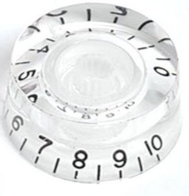 Speed control knob, transparent, black writing