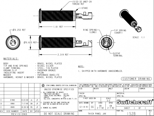 Switchcraft Stereo Eingangsbuchse 6,3 mm