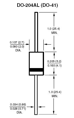 1N4005 Gleichrichterdiode, 1A 600V