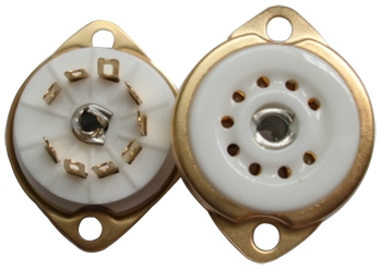 9-pin ceramic tube socket, gold plated