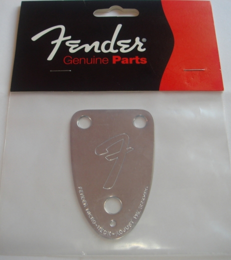 Fender Neck plate, 3 bolt, 1970s F style, chrome