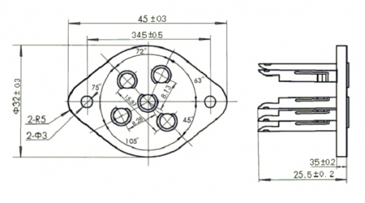 Europa Rhrenfassung 5 pin, Keramik