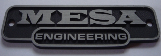 Mesa Boogie Engineering amp & cab plaque, 13,4 x 3,9 cm