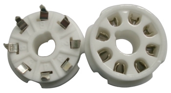 8-pin tube socket, ceramic, pc-mount