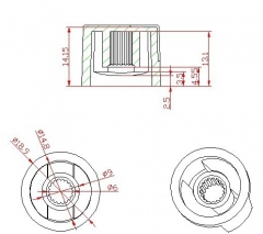 Pointer control Knob, cream, push on