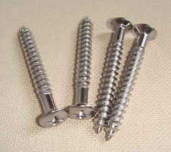 Neck Plate Screw for Strat & Telecaster Guitar, chrome, 4 p.