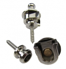 strap lock system for guitar and bass, chrome