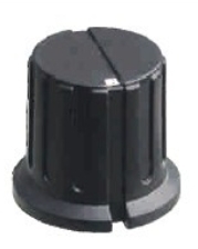 Potiknopf mit weissem Punkt, Geriffelt, schwarz