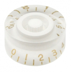 Speed control knob, white, gold writing