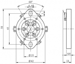 Support de tube cramique 6 pins UX6, 310A, 6C6, 6D6