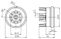 Support de Tube Cramique 9 broches, PC mount