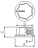 Eagle pointer knob, fluted, big 24mm