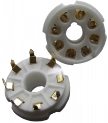 8-pin tube socket, ceramic, pc-mount, gold plated