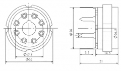 Support tube octal cramique PC montage, plaqu or