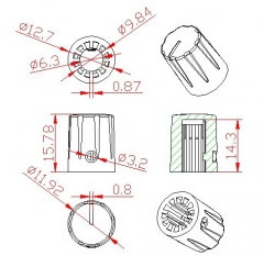 mixer control knobs with scalloped edge