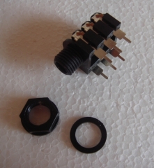 Klinkenbuchse STEREO, 6 pin, Plastik, lange pins